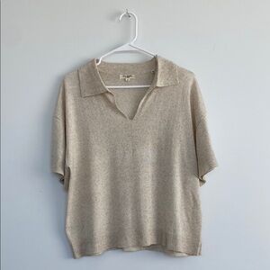 Max Studio Cream Linen Blend Knit Top